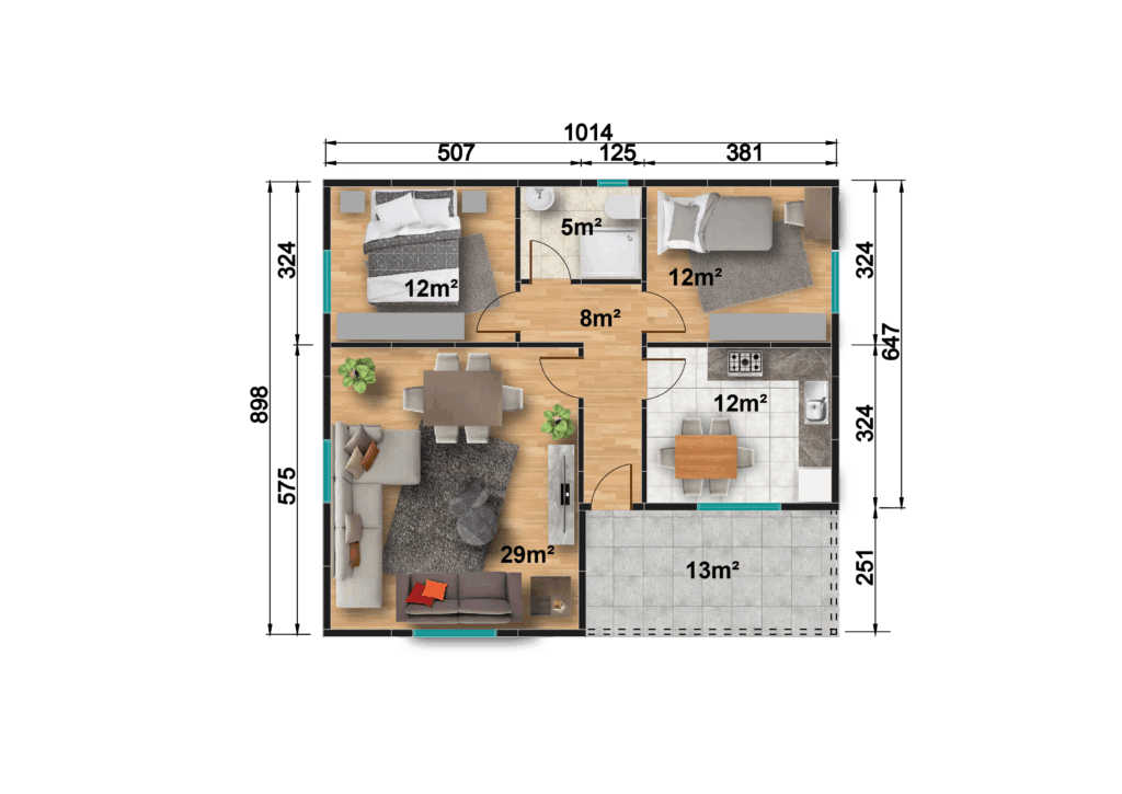 YP121 Tek Katlı Prefabrik Ev