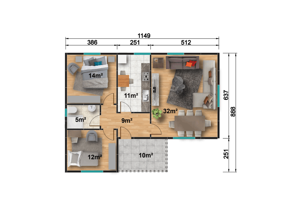 YP122 Tek Katlı Prefabrik Ev