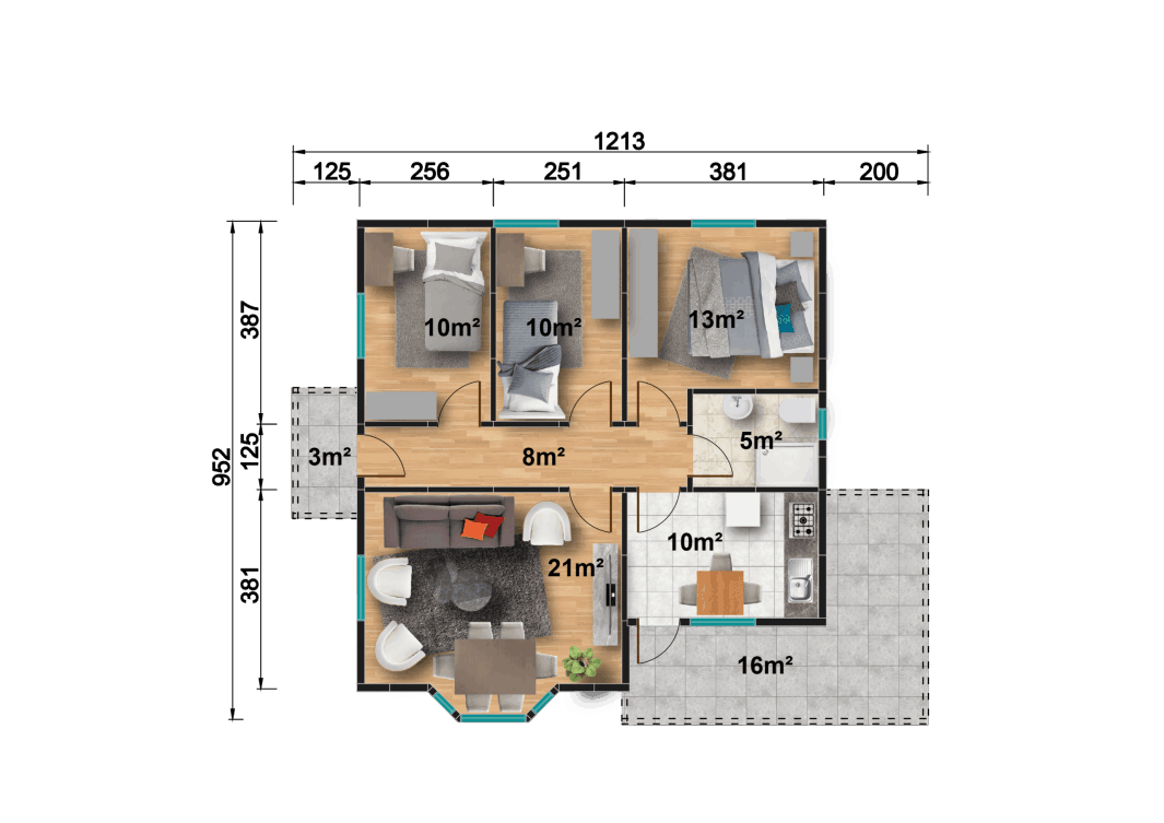 YP124 Tek Katlı Prefabrik Ev