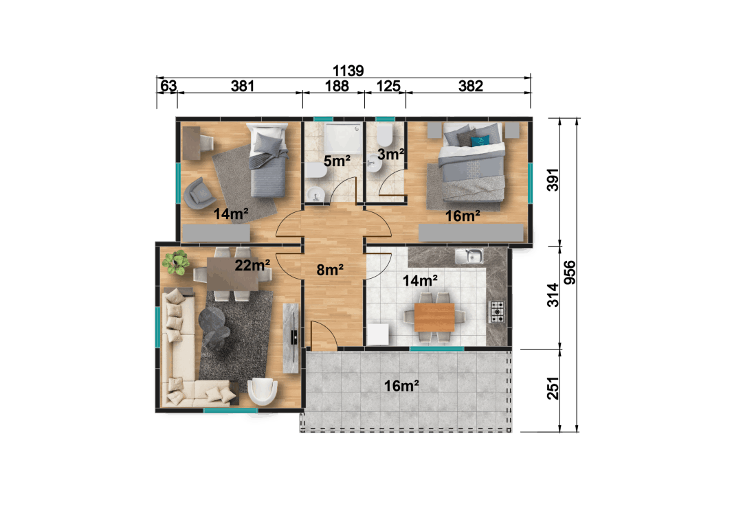 YP127 Tek Katlı Prefabrik Ev