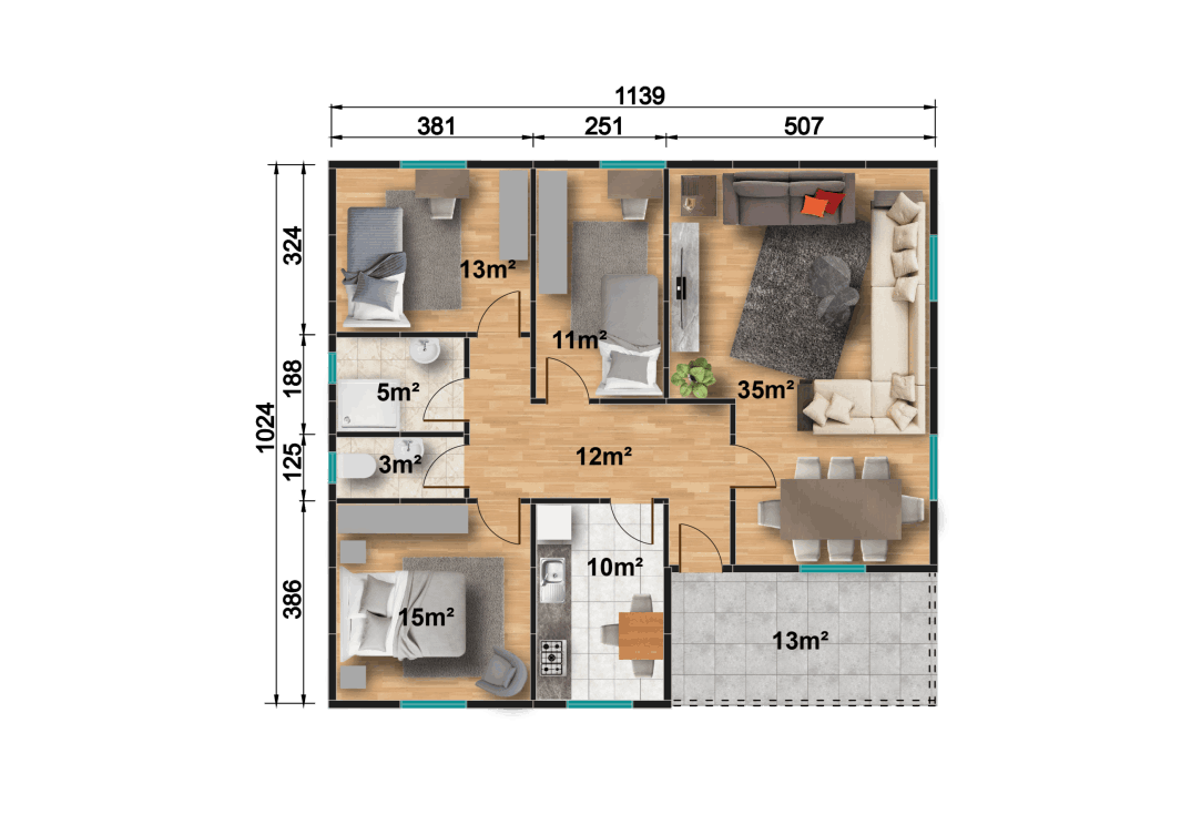 YP130 Tek Katlı Prefabrik Ev