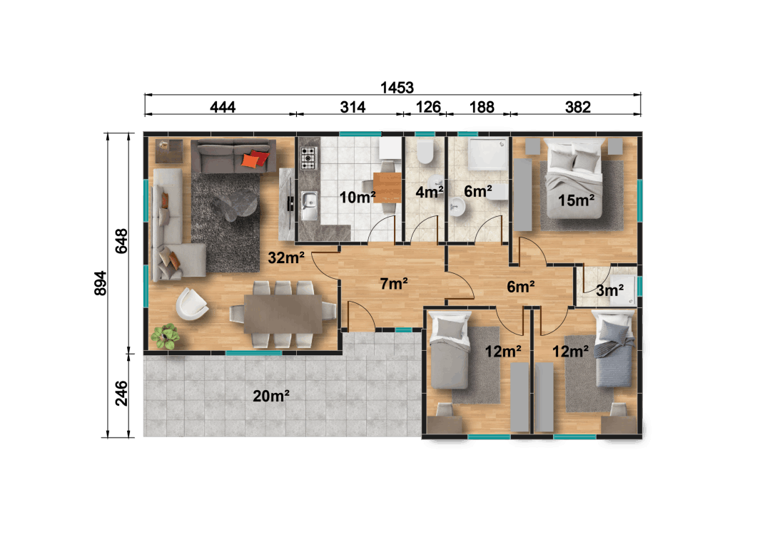 YP132 Tek Katlı Prefabrik Ev